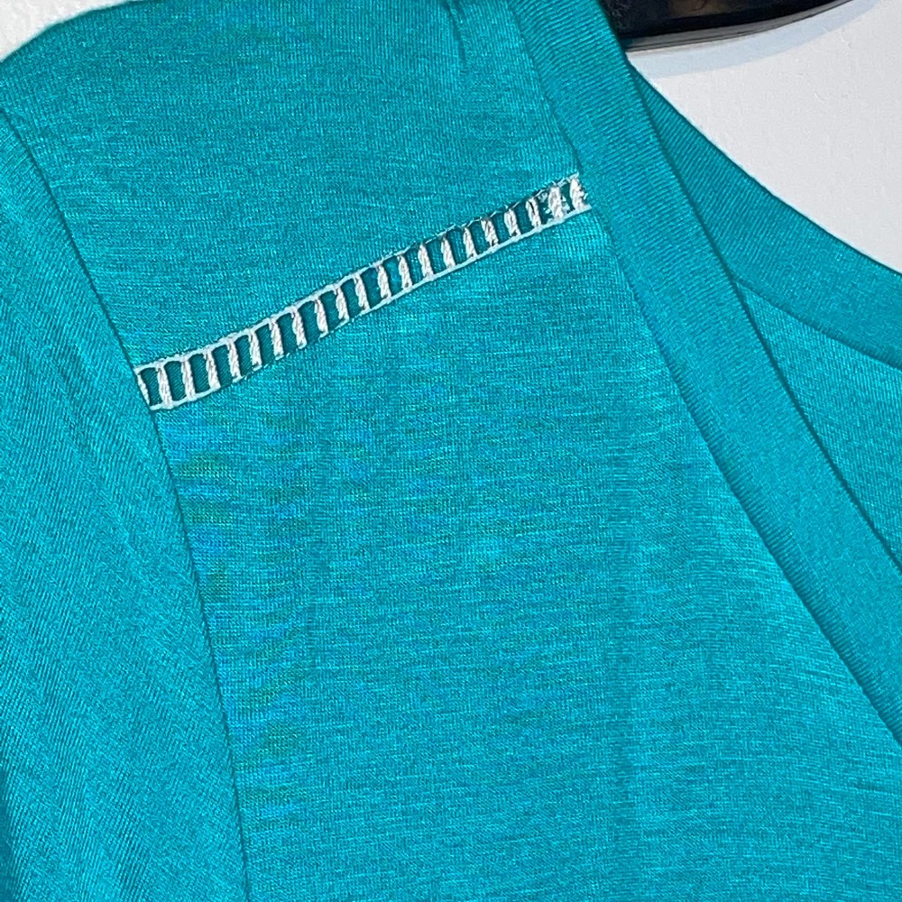 Cuddl Duds Short Sleeve T-Shirt(top only) Aqua Medium - Picture 3 of 7